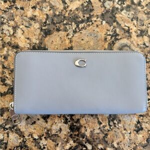 Coach Light Blue Wallet with Silver Details